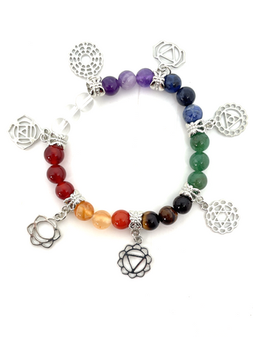Chakra Bracelet with Charms - 8mm