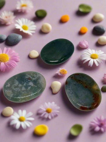 Moss Agate Worry Stone