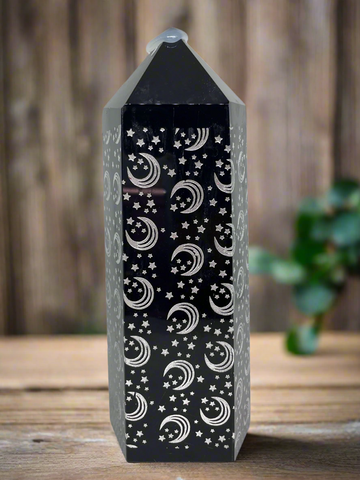 Black Obsidian Tower with Moon & Stars Print #430