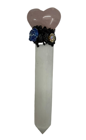 Selenite & Rose Quartz Wand #332