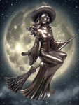 Bronze Resin Witch Figurine 19cm