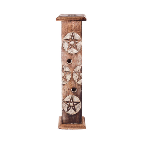 Carved Pentagram Incense Tower - 30cm
