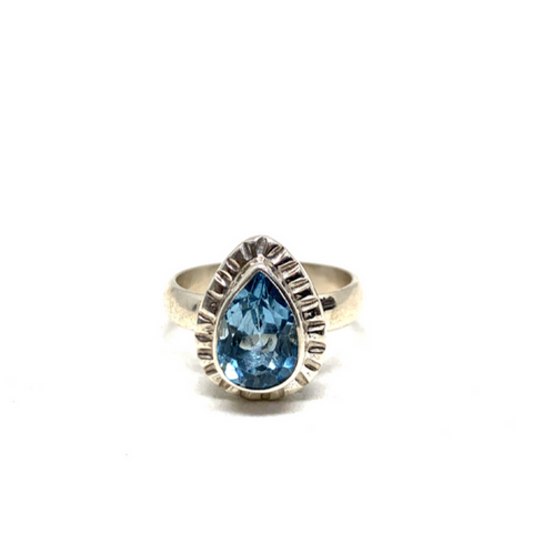 Blue Topaz Sterling Silver Ring #312 - Size 6