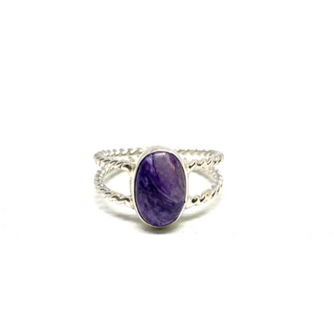 Charoite Sterling Silver Ring #307 - Size 7.5