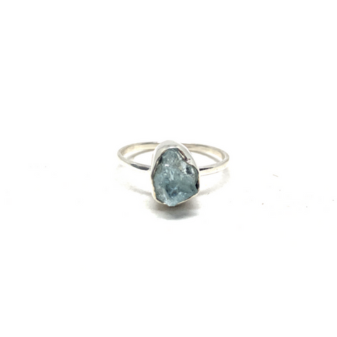 Aquamarine Raw Sterling Silver Ring #315 - Size 7