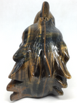 Tiger Eye Gold Wolf Carving # 203