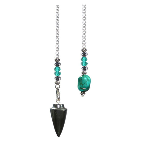 Hematite Turquoise Nugget Pendulum