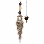 Pyrite Chips in Glass Teardrop Pendulum