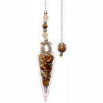 Tiger Eye Chips in Glass Teardrop Pendulum