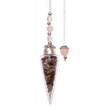 Rainbow Tourmaline Chips in Glass Teardrop Pendulum