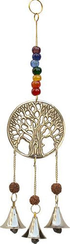 7 Chakra Tree Of Life Brass Bells Hanger