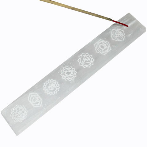 Selenite Chakra Engraved Incense Holder