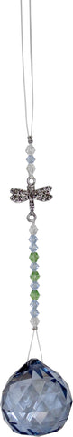 Dragonfly with Light Blue Crystal Cut Glass Sun Catcher