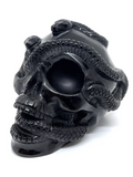 Black Obsidian Skull with Snakes #439