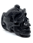 Black Obsidian Skull with Snakes #439