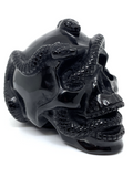 Black Obsidian Skull with Snakes #439