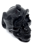 Black Obsidian Skull with Snakes #439