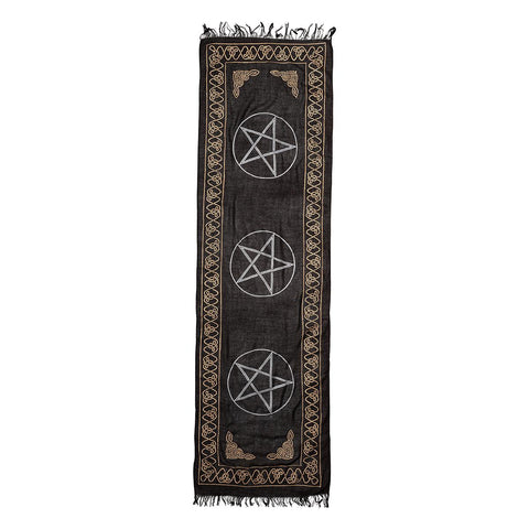 Gold-Silver/Black Pentacle Altar Cloth - 55cm x 180cm