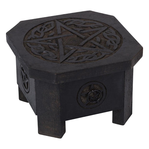 Celtic Pentacle Altar Table with Drawer 19cm x 19cm x 12cm