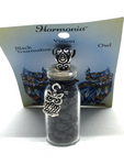 Black Tourmaline in Glass Bottle with Owl Charm Necklace - Vision