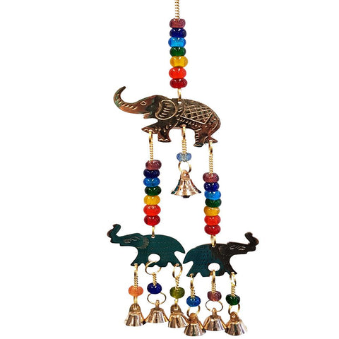 3 Elephants Brass Bells Hanger - 35cm