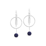 Lapis Lazuli Hoop with Chain Earrings #224 - Sterling Silver