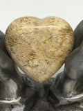 Agatised Coral Puff Heart - 30mm