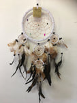 White Dream Catcher Leather and Stone Chips 16cm