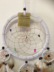 White Dream Catcher Leather and Stone Chips 16cm
