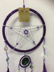 Purple Pentagram Dream Catcher with Mirrors 16cm