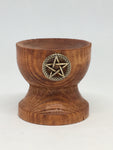 Wooden Sphere Holder with Pentagram Charm - Dark