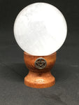 Wooden Sphere Holder with Pentagram Charm - Dark