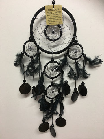 Black Double Ring with Shells Dream Catcher 11cm