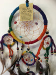Rainbow Leather Dream Catcher with Stone Chips 12cm