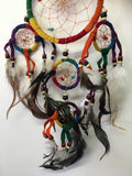 Rainbow Leather Dream Catcher with Stone Chips 12cm