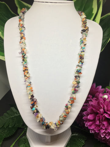 Mixed Stone Chips Twisted Necklace 28"