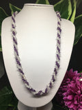 Amethyst & Clear Quartz Twisted Chip Necklace 28"