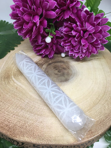 Flower Of Life Selenite Wand With Point