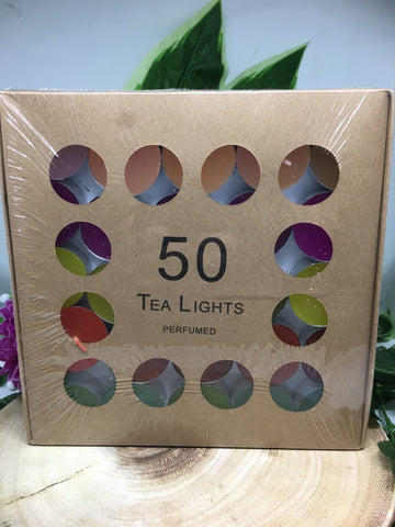 50 Coloured & Perfumed Tea Lights