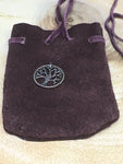 Tree of Life Suede Brown Pouch