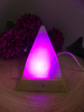 Himalayan Mini Pyramid USB Salt Lamp (colour changing) - White Salt