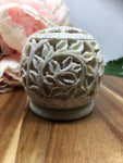 Floral Carved Soapstone Tealight Holder