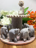 Circle of Eight Elephants with Buddha Soapstone Incense Burner