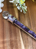 Glass Pipe Wand with Sugilite Chips