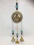 Hanging Triquetra with Turquoise Flower & Bells