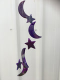 Purple Dyed Agate Wind Chimes - Moon & Stars