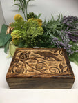 Raven, Pentacle Carved Wooden Box