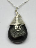 Sterling Silver Druzy Black Agate Necklace