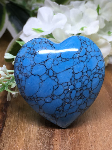 Blue Howlite Puff Heart # 403 - 40mm