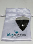 Megalodon Shark Tooth Sterling Silver Pendant - Blue Turtles